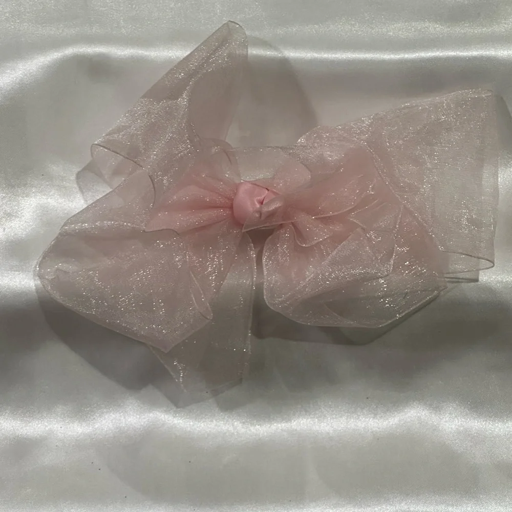 Sheer Pale Pink Organza Statement Bow - bundle 2+ and save on shipping.